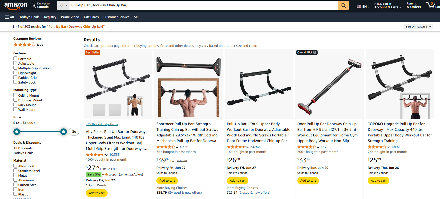 Pull-Up Bar (Doorway Chin-Up Bar) 